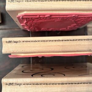 Woodblock Rubber Stamps- large frame & texture stamps